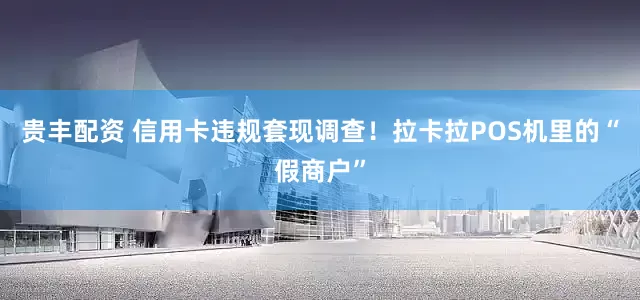 贵丰配资 信用卡违规套现调查！拉卡拉POS机里的“假商户”